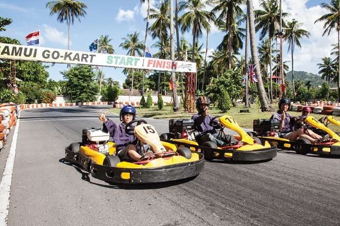 Youngsters try gokarting in Koh Samui