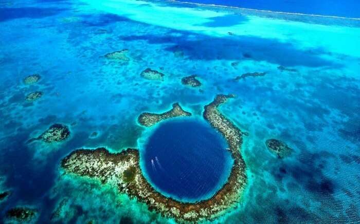 An aerial view of one of the world’s greatest ecosystems: the Belize Barrier Reef.