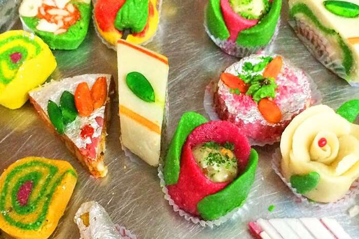 Some of the popular sweets sold at the Bombay Sweets Mart in Mauritius