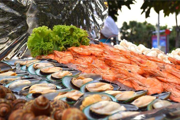 The numerous dishes of seafood in Pattaya