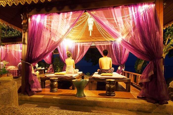 Tourists relaxing at a spa center in Koh Samui