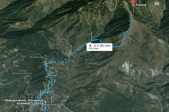 triund trek map