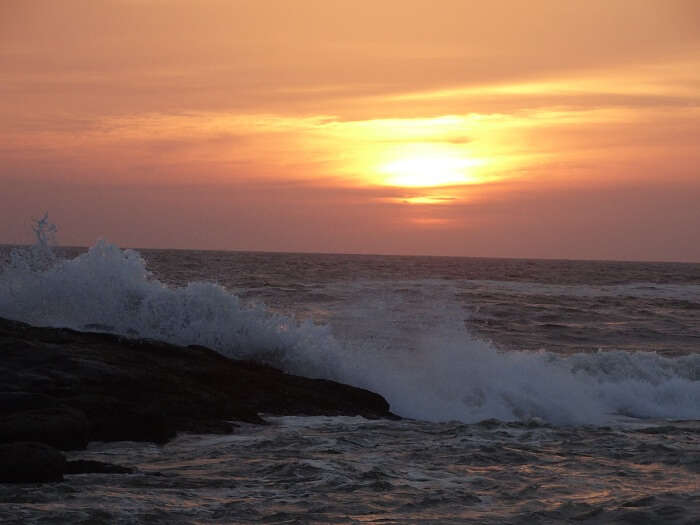 Sunset over the beach in Kovalam
