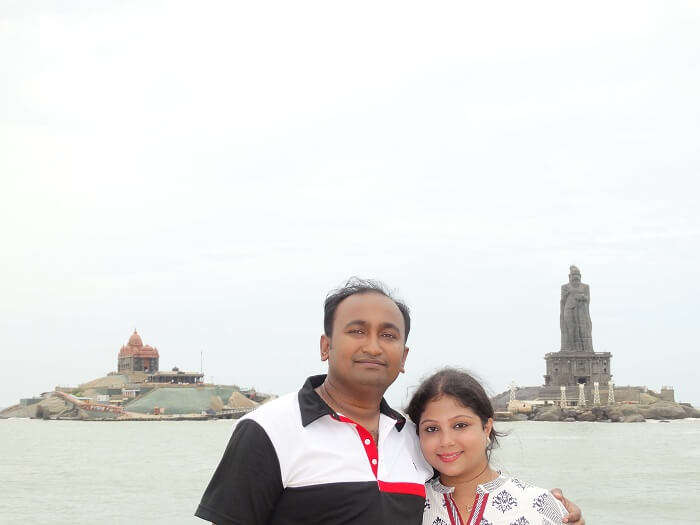 Suvankar and his wife doing sightseeing in Kanyakumari