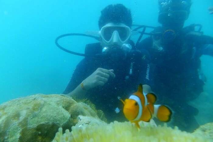 Vivek and his wife do scuba diving in Andaman