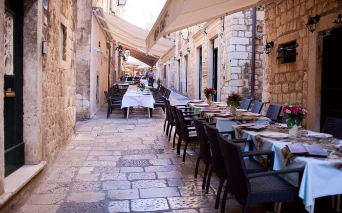 Street restaurants in Dubrovnik Old Town