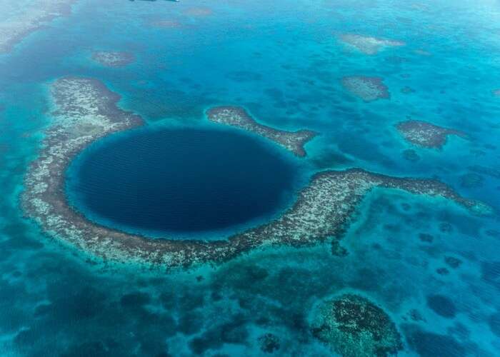 Indeterminable depth of the great blue hole in Belize