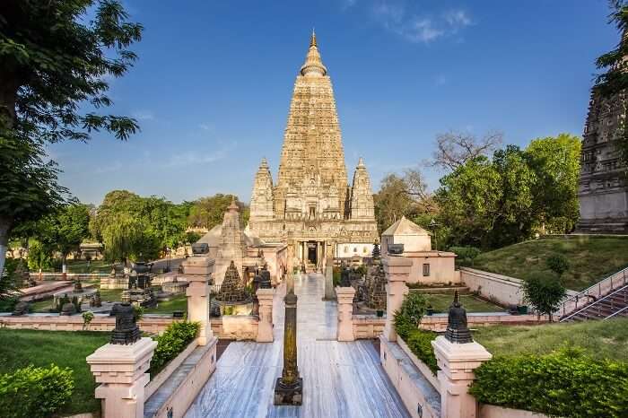 The Mahabodhi Temple in Bodh Gaya where Lord Buddha attained enlightenment