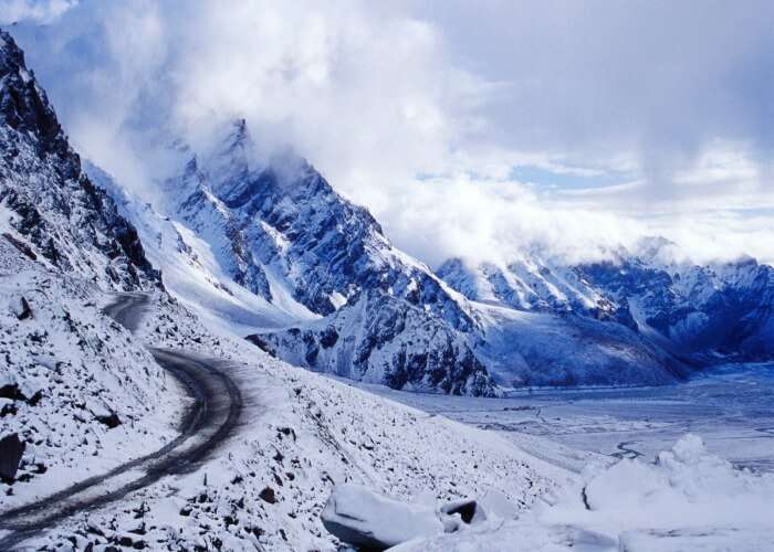 The scenic splendour of the snow laden Marhi