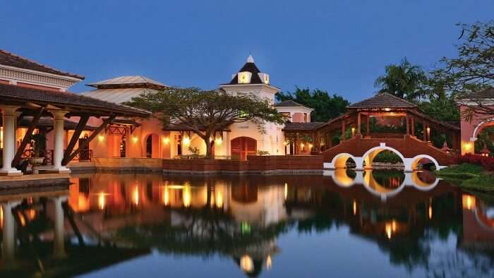 The poolside lagoon of the Park Hyatt Goa Resort and Spa