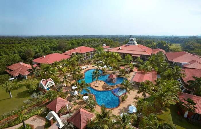 An aerial view of the Ramada Caravela Beach Resort