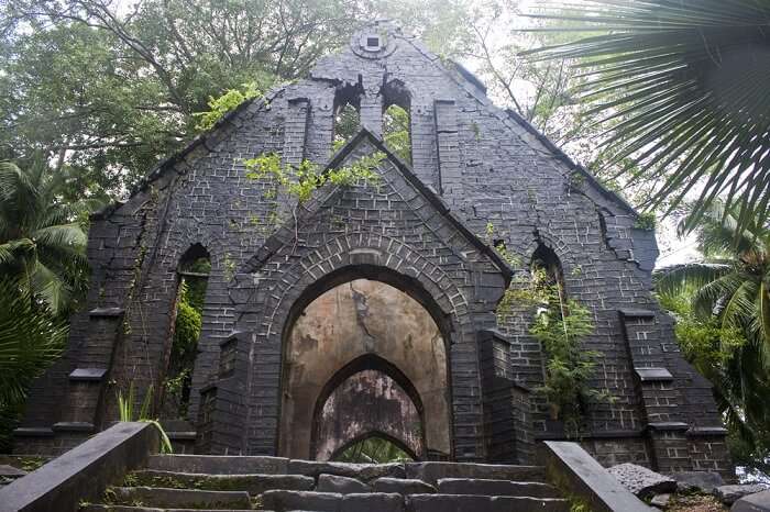 Ruins of an old British church at Ross Island