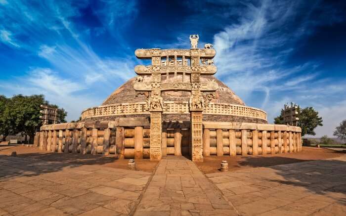 The famous Sanchi Stupa in Madhya Pradesh, known as one of the best places to visit in November in India