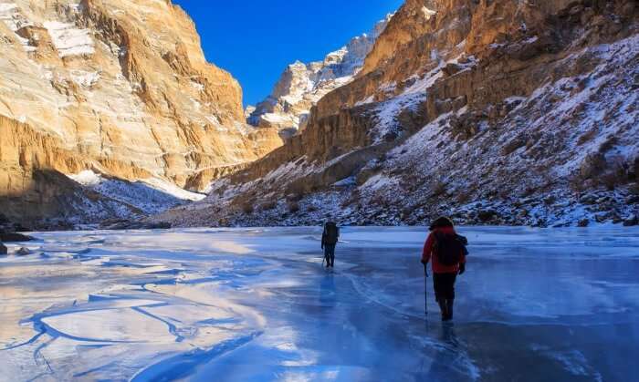 Walking on frozen lake