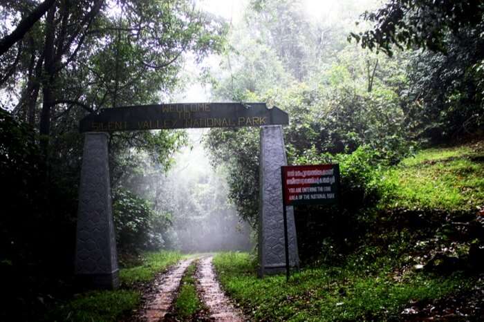 A front view of the entry gate of Silent Valley National Park