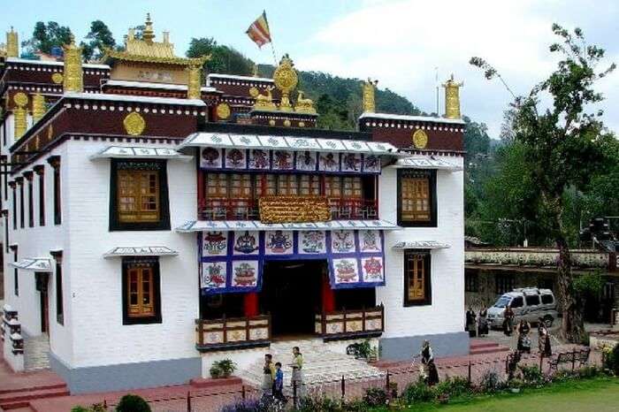 A view of Tharpa Choling Monastery