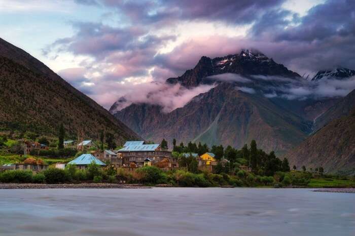 Jispa- Bhag river in Lahaul valley at sunset