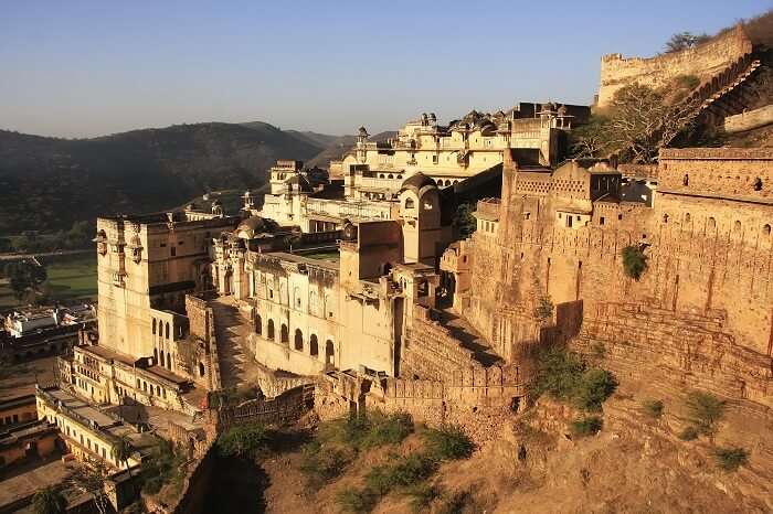 A splendid view of the grand Bundi Palace in Rajasthan