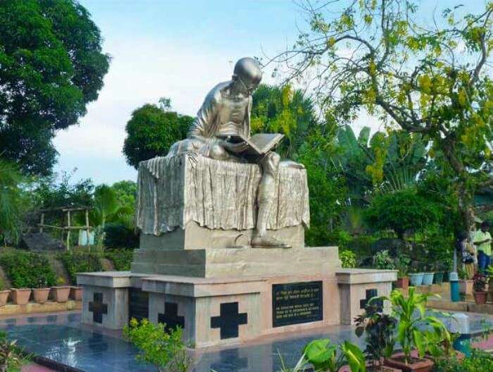 The statue of Mahatma Gandhi in the centre of the park