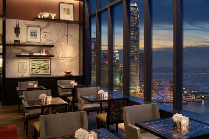 The Grand Club Lounge that is accessible only to select guests at the Grand Hyatt hotel in Hong Kong