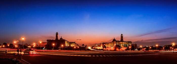 The Rashtrapati Bhavan in Delhi is a beautiful sight in evening when it's all lit up