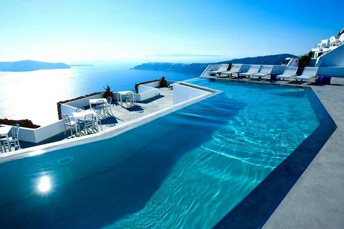 Pool in Santorini