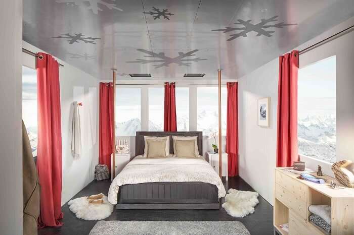 The interiors of the Ski Lift that was turned into an Airbnb stay