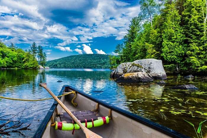 Canoeing in a river in Quebec