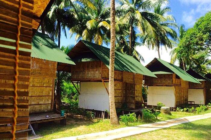 The Two Level Bamboo Lodges at the popular Emerald Gecko budget resort in Havelock
