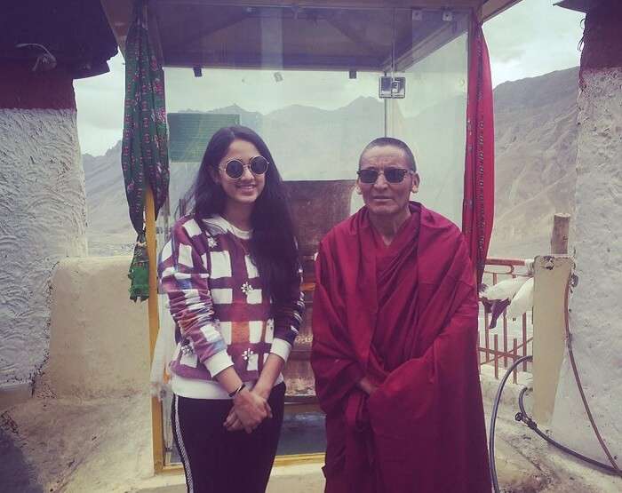 Lehan with a monk in Himachal