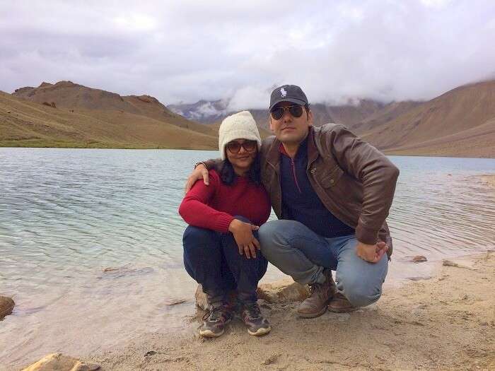 Sweta and Nikkhil at Chandrataal lake