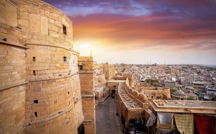 Lovely sunset view from Jaisalmer Fort is one of the splendid places to visit in winter in December