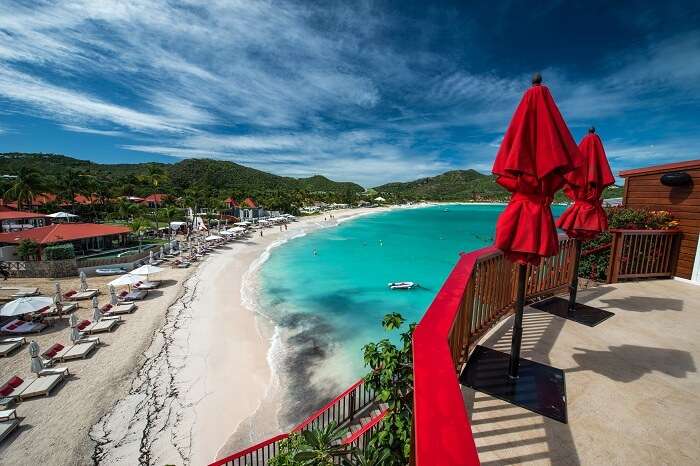 Aerial view of the beautiful beaches at St Barth Island