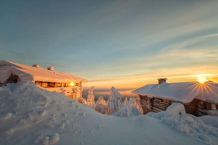 Sunset view at Lapland in Finland