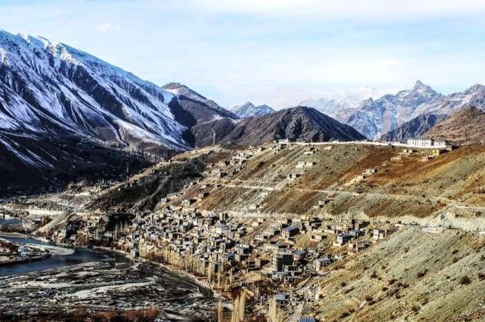 A view of Kargil town in winter