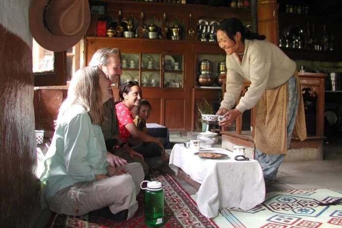 Localites treating guests with utmost hospitality at a homestay in Ladakh