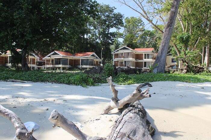 View of Dolphin Resort from Vijaynagar Beach in Havelock