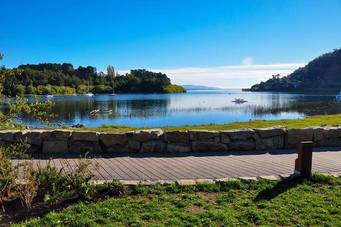 The calm waters of the lake in Pucón