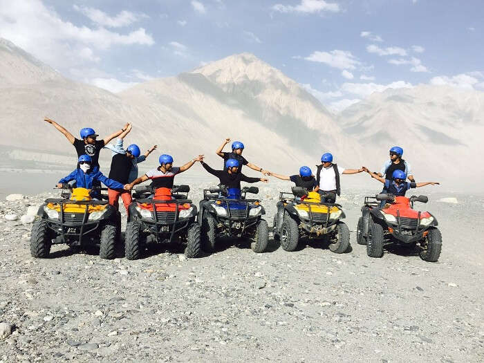 Sumit and his friends enjoy quad biking in Nubra Valley