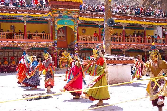 Lamas perform mystic mask dances in Hemis Festival at Hemis Monastery