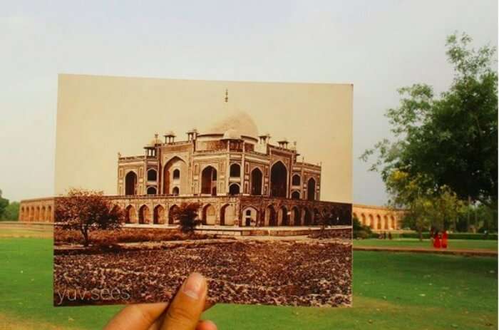 Humayun's Tomb in the bygone era vs what it looks like today