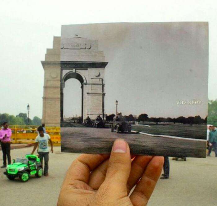 India Gate today vs India Gate without Amar Jawan Jyoti back then