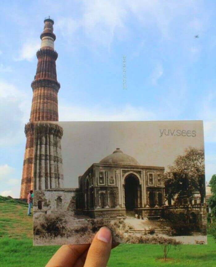 What Qutub Minar looked back then vs what it looks now
