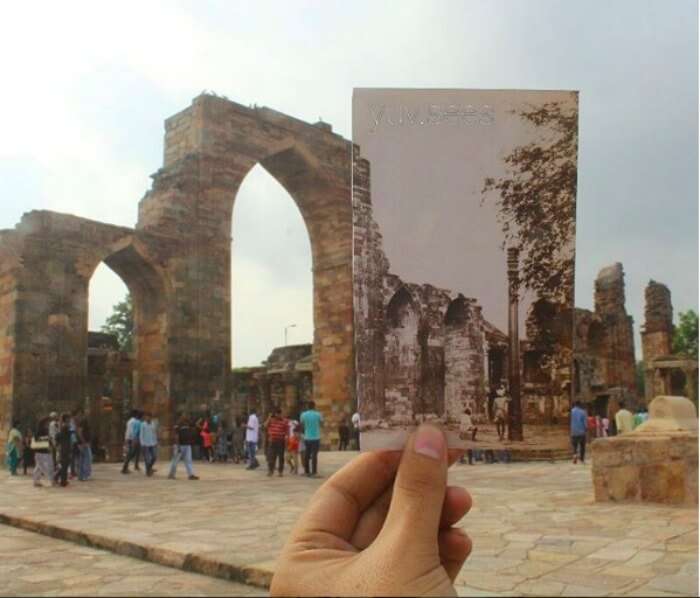 What Qutub Minar's iron pillar looked back then vs what it looks now