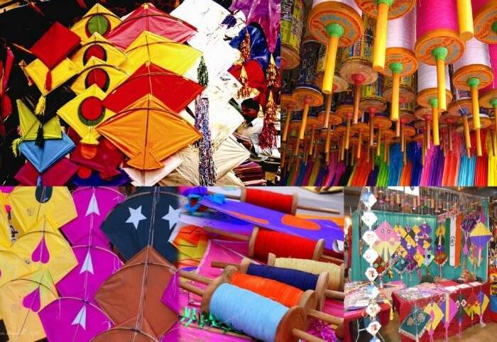 Colorful kites all across the bazaars in Jaipur
