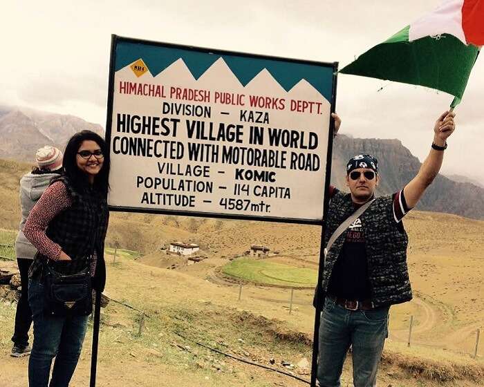Sweta and Nikkhil at Komic the highest village in world