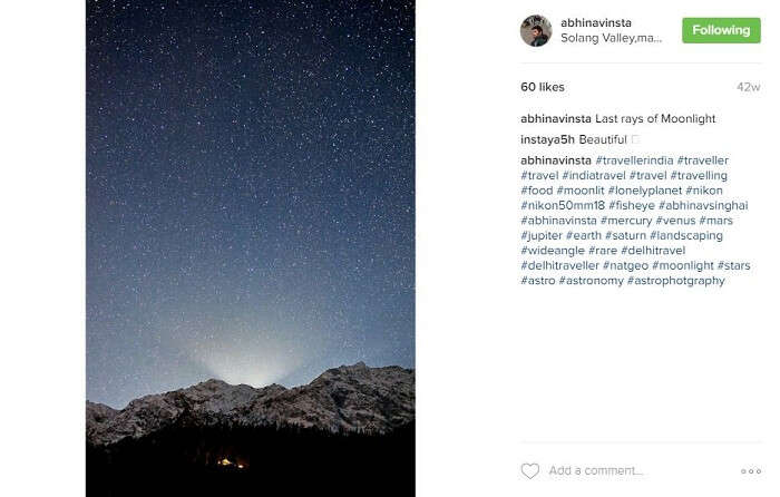 Starry night sky in Himalayas