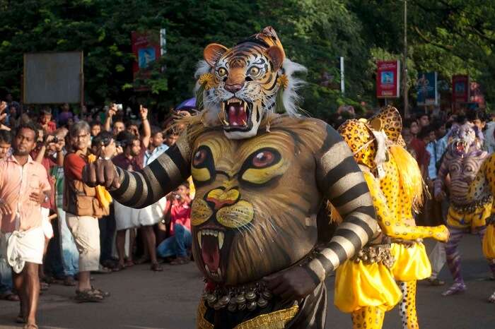 Ceremonial parade during the Athachamayam Festival that is associated with Onam