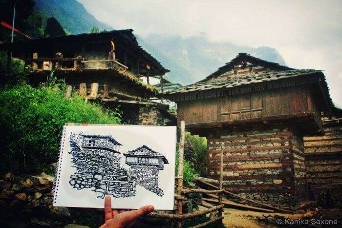 rahul's final sketch against the actual setting