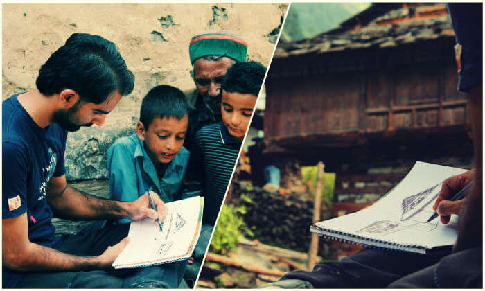 Rahul sketching in Nakthan